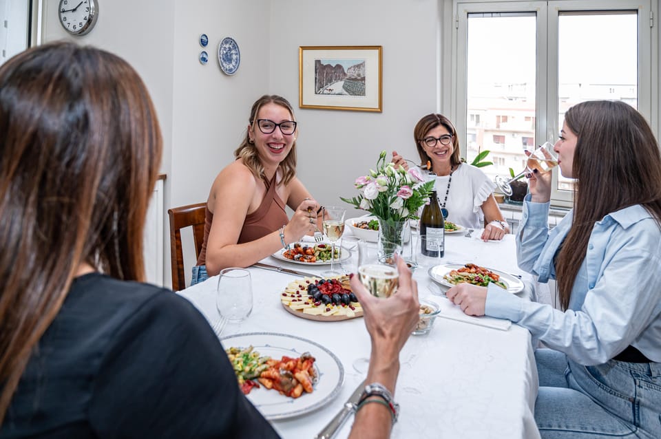 Verona: Prosecco and Pasta Making Class at a Local's Home - The table experience: tasting everything with local wine
